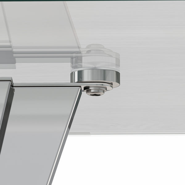 #CLEAR/SILVER 55 Inch 10mm Glass Console Table with Metal Base View 18