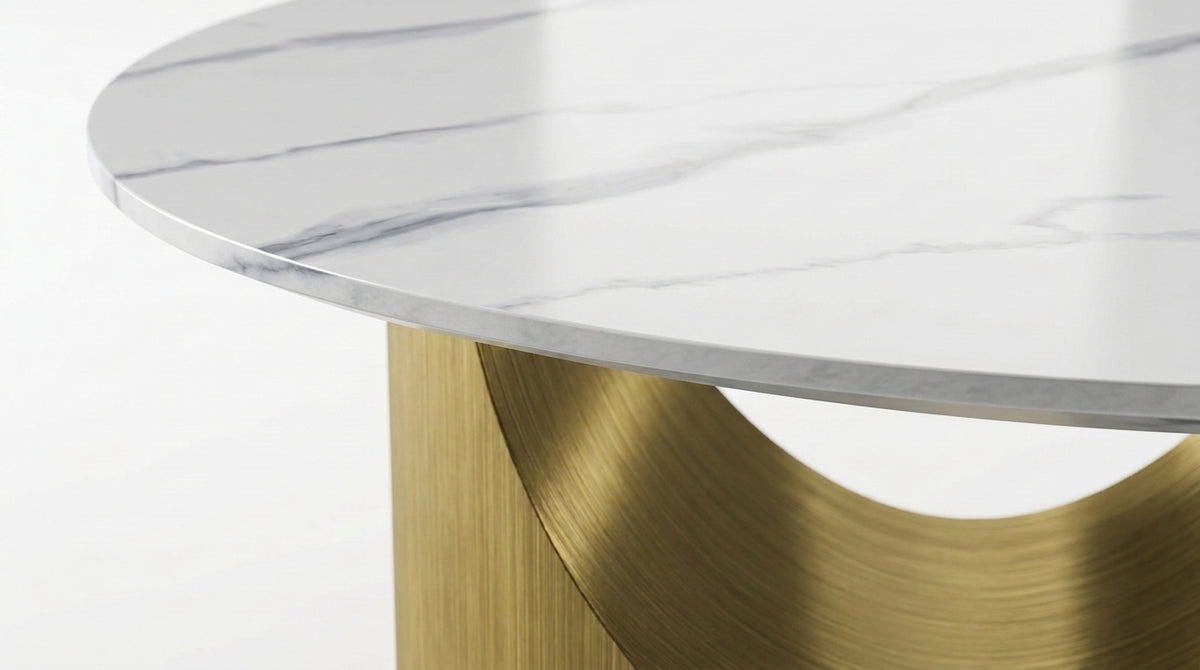 LuxeStone 59 Inch Round Sintered Stone Dining Table Material & Structure Detail - Zemorn