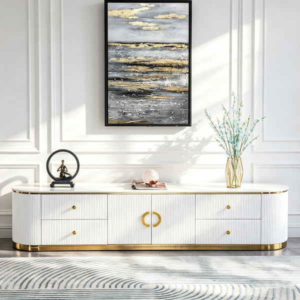 TV008 Modern Luxury White TV Stand Entertainment Center
