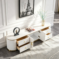 TV008 Modern Luxury White TV Stand Entertainment Center