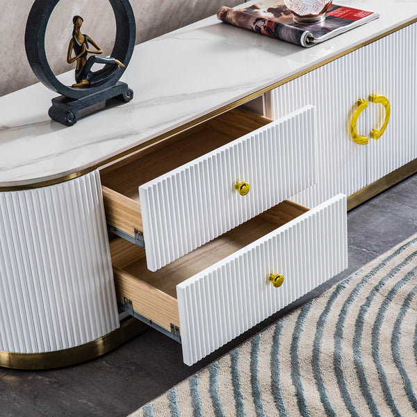 TV008 Modern Luxury White TV Stand Entertainment Center