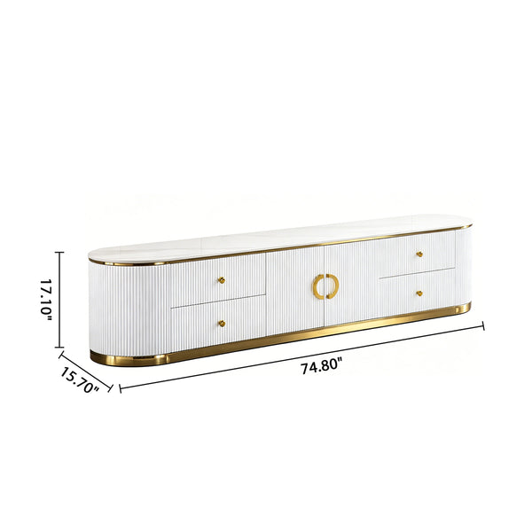 TV008 Modern Luxury White TV Stand Entertainment Center