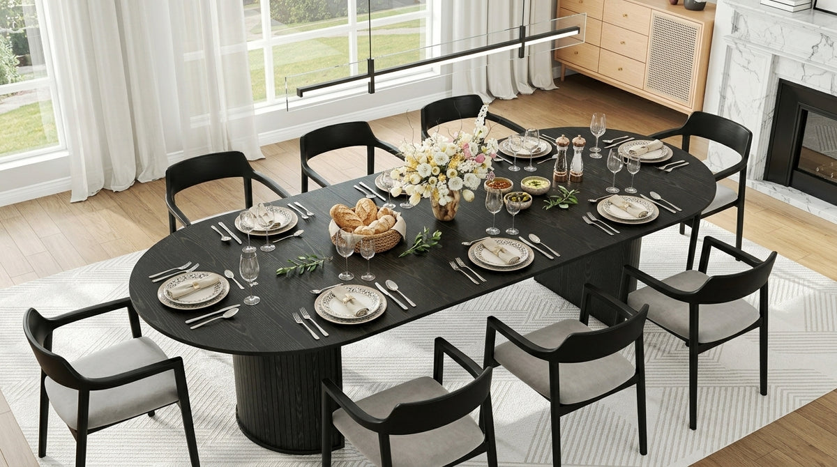 LuxeWood 45-105 Inch Extendable MDF Dining Table - Engineered Wood Built for Everyday Life - Zemorn
