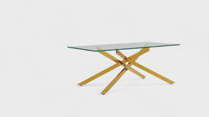 47" Modern Rectangular Clear Glass Coffee Table with Tubular Metal Base