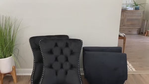 Velvet Dining Chair, Upholstered Tufted Dining Room Chair with Nailhead Trim, Metal Leg for Kitchen
