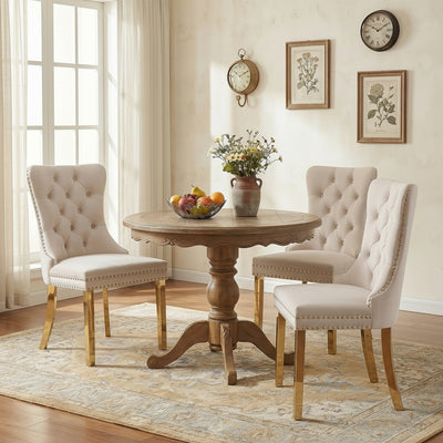 #WHITE/GOLD Button Tufted Velvet Dining Chairs Sets of 2 8 - Zemorn